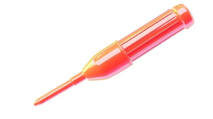 Realistic 3d rendering of screwdriver with textured yellow handle and pointed tip isolated on clean white image