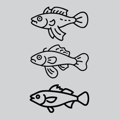 Goby Fish Icon Black and White