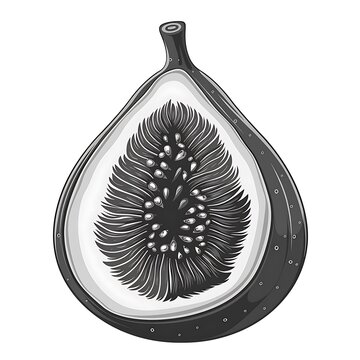 black fig fruit cutaway detail clip art preview