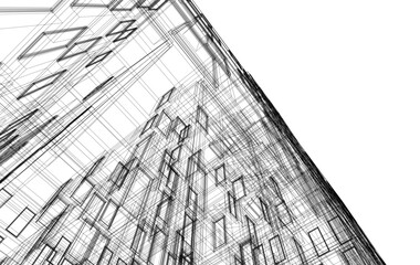 Architectural drawing vector 3d rendering