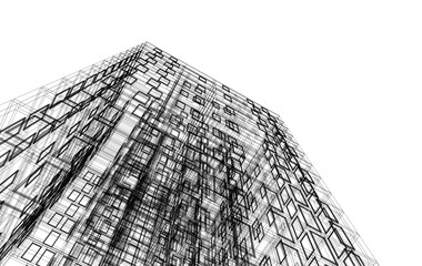 Architectural drawing vector 3d rendering