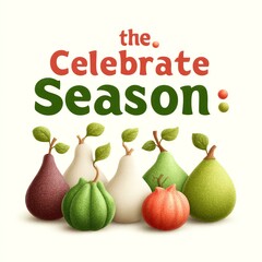 Cute Fruit Illustration Celebrate Season Pears Guava Leaves White Background,harvest abundance season