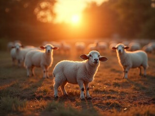 Fototapeta premium Sheep at Sunset