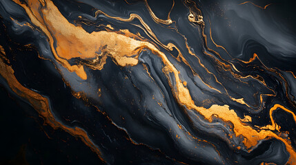 Naklejka premium Elegant Gold Vein Texture: Abstract swirls of gold veins against a deep dark background, a luxurious and opulent design exuding elegance and sophistication.