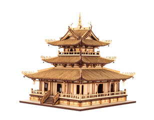 Intricate Wooden Pagoda Model