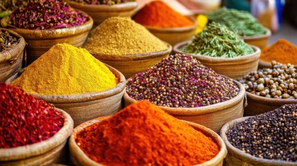 Fototapeta premium Colorful spice market display