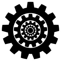 Nested gear wheels, black and white illustration
