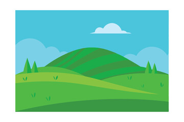 Obraz premium vector illustration of a rural landscape