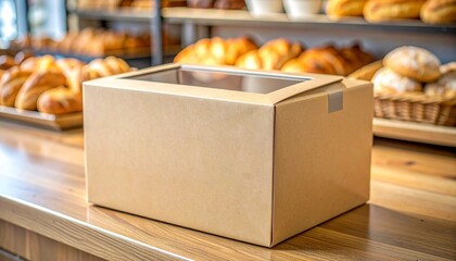 Blank Bakery Box at Local Bakery Mockup