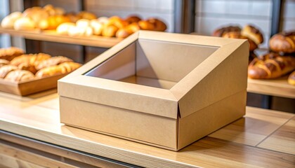 Blank Bakery Box at Local Bakery Mockup
