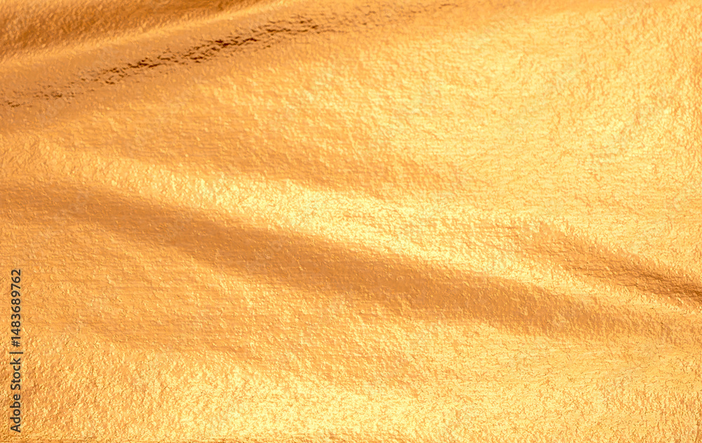 Poster premium bronze foil texture with a glossy, pearlescent finish. wrinkled, creased folds creating a