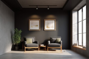 Stylish living room interior design modern home photography minimalist environment low angle cozy concept