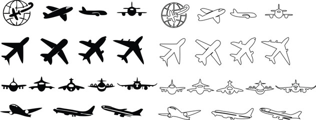The aeroplane icon is set for travel and transport themes.