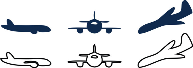 Aeroplane Icon, tourism, transport, Flat and Line Vector Symbol of Plane