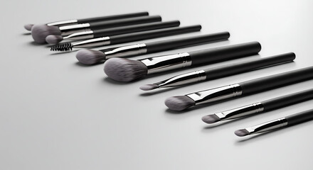 An array of essential cosmetic tools, these brushes offer precision for flawless makeup application.