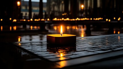 A candlelit Easter vigil with soft glowing light