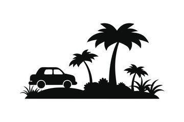 palm tree and car