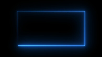 Neon light glowing squire frame seamless loop motion background 4k illustration. Neon rectangle shape background.