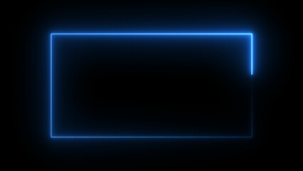 Abstract glowing neon rectangle icon background 4k illustration. Neon squire icon concept.