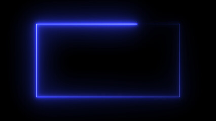 Neon light glowing squire frame seamless loop motion background 4k illustration. Neon rectangle shape background.