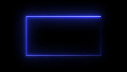 Abstract glowing neon rectangle icon background 4k illustration. Neon squire icon concept.