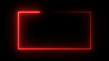 Neon light glowing squire frame seamless loop motion background 4k illustration. Neon rectangle shape background.