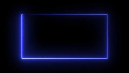 Abstract glowing neon rectangle icon background 4k illustration. Neon squire icon concept.