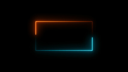 Neon light glowing squire frame seamless loop motion background 4k illustration. Neon rectangle shape background.