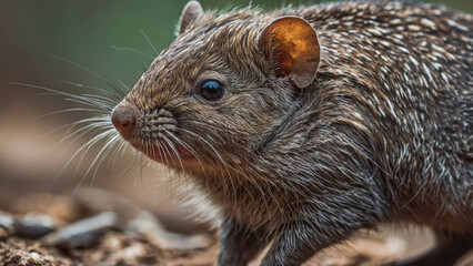 Close-Up of a Curious Rodent in Forest Habitat: Wildlife Photography of a Small Mammal with Brown Fur and Foxy Appearance