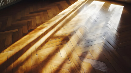 Ray of Light: Capturing the beauty of morning sun, cascading across the wooden floor. creating a beautiful and stunning atmosphere and shadow.