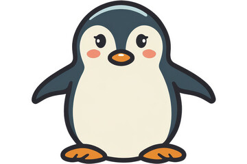 Obraz premium Cute Cartoon Penguin Illustration: Whimsical Young Animal Character in Colorful Flat Design for Children's Art and Website Graphics