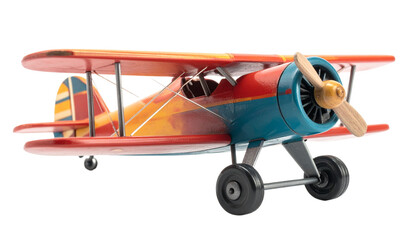 Toy airplane isolated on solid white background
