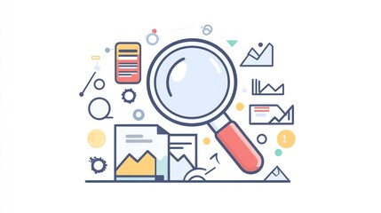 Magnifying Glass Over Data Analysis: Business Intelligence Concept
