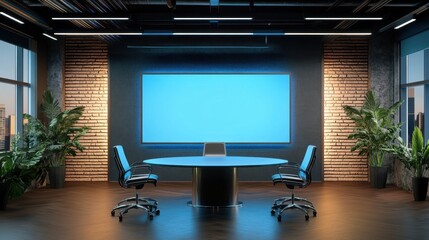 Fototapeta premium Sleek Virtual Backdrop for Professional Video Calls: Modern 3D Studio Setting for Meetings and Webinars