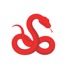 Red Snake Illustration Coiled Design Graphic Element for Print and Web