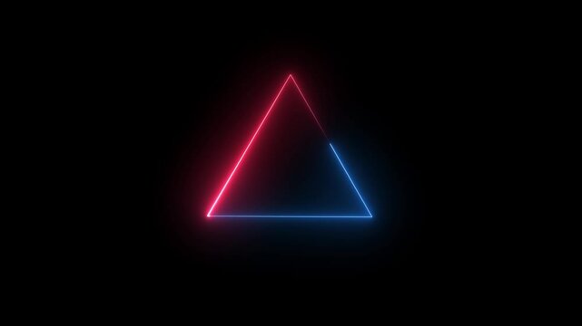 Neon line triangle frame animation. geometric shape looping animation 4k video .