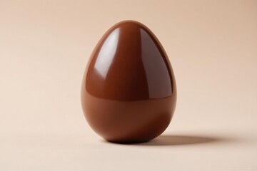 A delicious milk chocolate Easter egg, whole and unwrapped, ready to be enjoyed Close-up view showing texture and shine , treat, easter candy, spring holiday