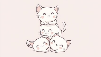 Fototapeta premium Playful kittens stacked together home illustration cozy environment close-up view adorable feline concept