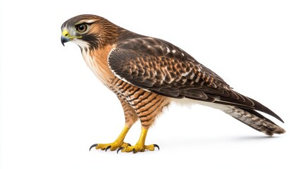 Fototapeta premium Sharpshinned hawk observing prey forest habitat wildlife photography natural environment close-up view focused expression for seo impact