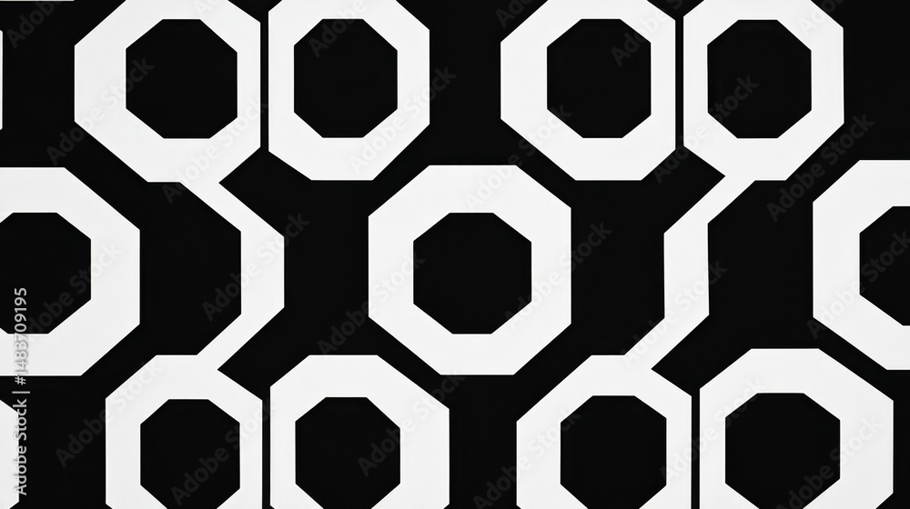 Poster creating a simple monochrome hexagonal pattern in black for graphic design abstract art digital medi