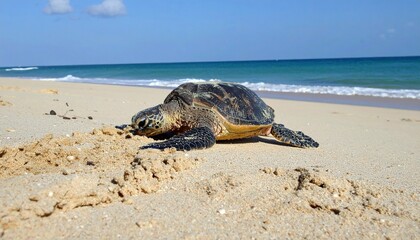 Fototapeta premium turtle going back to sea after nesting