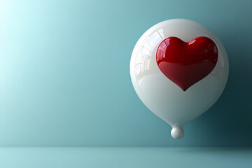 Minimalist 3D icon featuring a tooltip (speech bubble) and a heart symbol, set against a clean, neutral background. 
