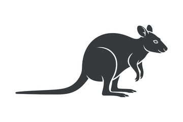 Stylized Silhouette of a Wallaby Standing Profile View Simple Design Element