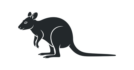 Simple Black Silhouette of a Kangaroo Standing Profile View Wildlife Animal Icon