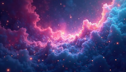 Fototapeta premium Ethereal glowing particles swirl in a mystical, vibrant nebula Perfect for fantasy backgrounds , planets, celestial