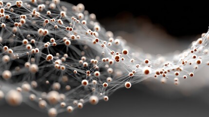 Abstract network of spheres connected by lines against a dark background.
