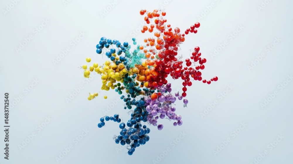 Poster exploring high-tech protein sequences a sleek visualization of molecular structures in a modern scie