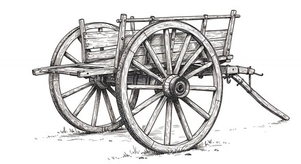 Fototapeta premium Vintage wooden cart illustration