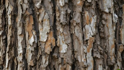 Fototapeta premium Close up view of rough brown tree bark texture with deep cracks
