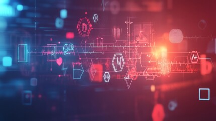 Illuminating medical data visualization digital environment neon glow soft focus background for modern healthcare